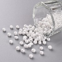 Perles de Verre, Opaques Lustrées, Blanches, 3mm, 10000pcs/livre