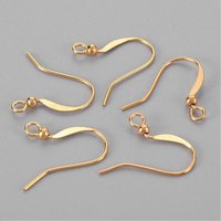 Crochets de Boucles d'Oreilles en Laiton avec Perles et Boucle Horizontale, 15mm