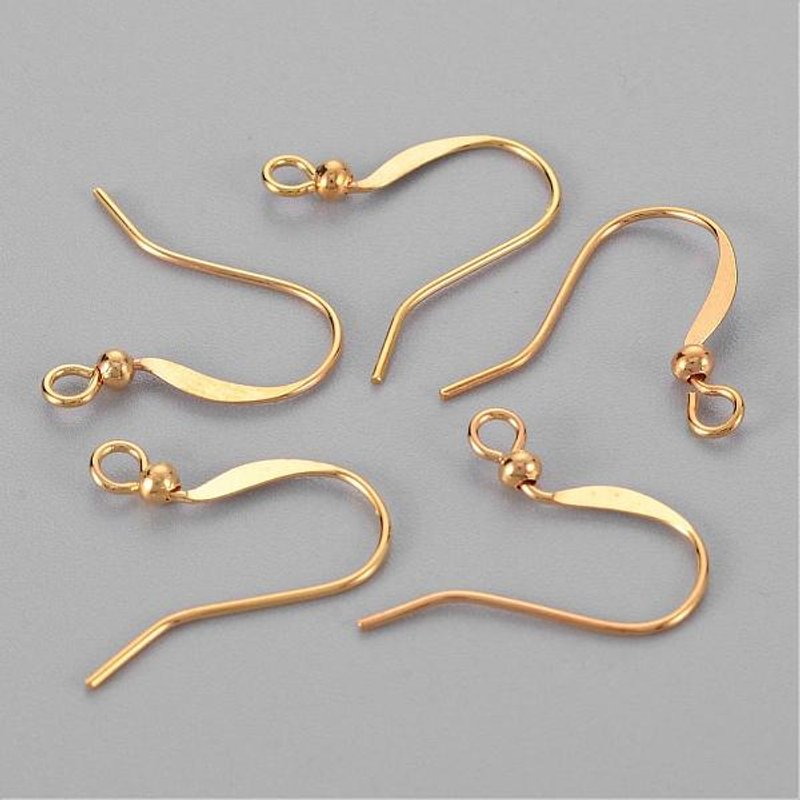 Brass French Earring Hooks with Beads and Horizontal Loop, 15mm — Jewelry Findings