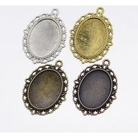 Zinc Alloy Oval Pendant Cabochon Settings for Jewelry Making — Jewelry Findings