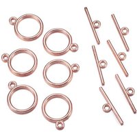 Fermoirs à bascule style tibétain en or rose - Rond plat 15x2mm