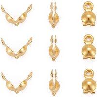 Brass Bead Tips and Clamshell Knot Covers, Golden, 7x4mm, Hole: 1mm — Jewelry Findings