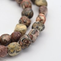 Brins de Perles en Jaspe Léopard Naturel, Pierres Tumbled en Nuggets — Perles à bijoux
