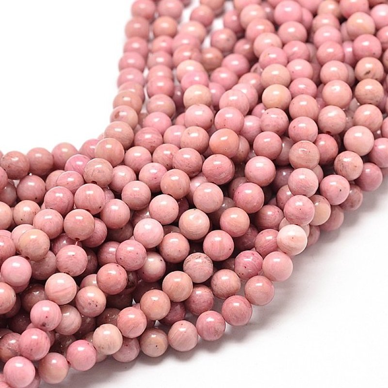 Brins de perles rondes en rhodonite naturelle, 4mm, 15 pouces, 84-87pcs — Perles à bijoux