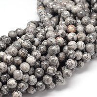 Natural Map Stone Beads Strands, Round Picasso Jasper Beads, 6mm — Jewelry Beads