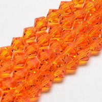 Imitate Austrian Crystal Bicone Glass Beads Strands, Dark Orange — Jewelry Beads