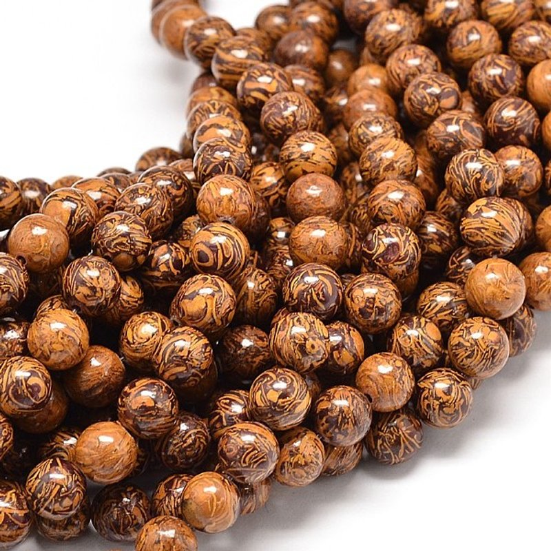 Fil de perles en jaspe peau d'éléphant naturel, rond, 8mm — Perles à bijoux