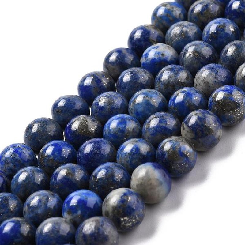 Natural Lapis Lazuli Round Bead Strands, 8mm, 15 inch — Jewelry Beads