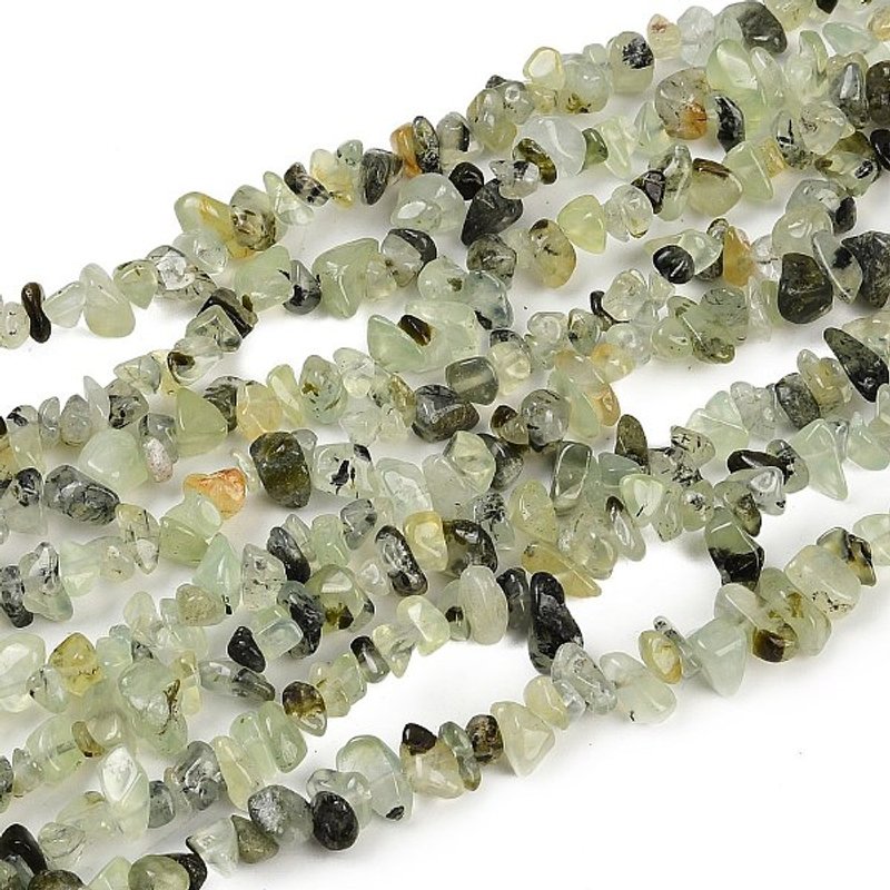 Fil de perles en chip de préhnite, 5-8mm, trou : 1mm, 31,5 pouces — Perles à bijoux