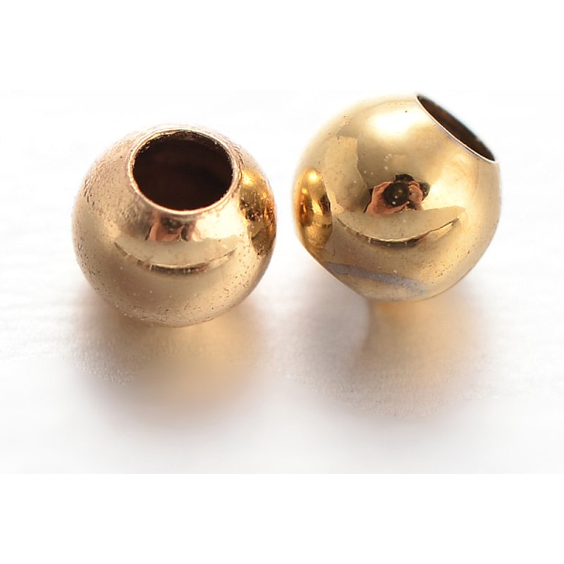 Round Brass Spacer Beads, Golden, 3mm Diameter, 1mm Hole — Jewelry Beads