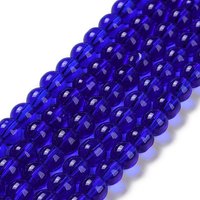 Brins de perles rondes en verre, bleu, 6mm, 50pcs/brin, 11 pouces — Perles à bijoux