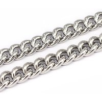 Chaînes en acier inoxydable 201, maillons cubains, non soudés, 11x9x2.5mm