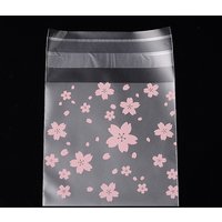 Rectangle OPP Cellophane Bags with Floral Pattern, Pearl Pink — Jewelry Display & Storage