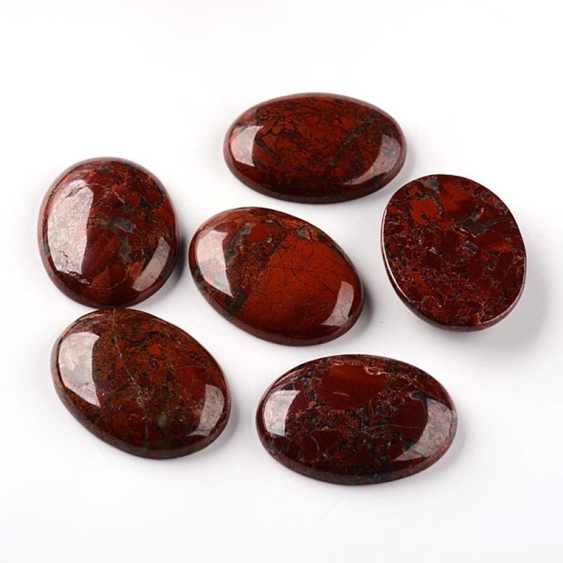Cabochons ovales en jaspe breccié naturel, 40x30x8mm — Pierres précieuses en vrac