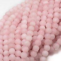Frosted Natural Rose Quartz Bead Strands, Round, 8mm, 47pcs — Jewelry Beads
