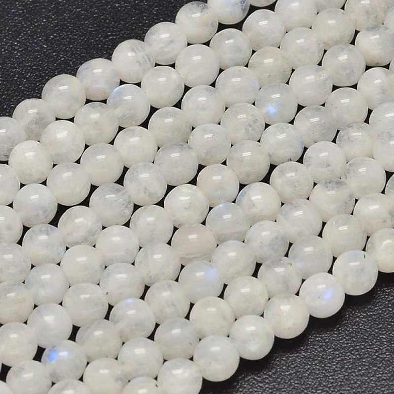 Brins de perles en pierre de lune arc-en-ciel naturelle de grade A, 5.5-6mm — Perles à bijoux