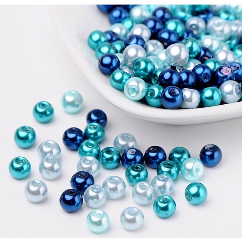 Carribean Blue Mix Pearlized Glass Beads, 6mm, 200pcs/bag — Jewelry Beads