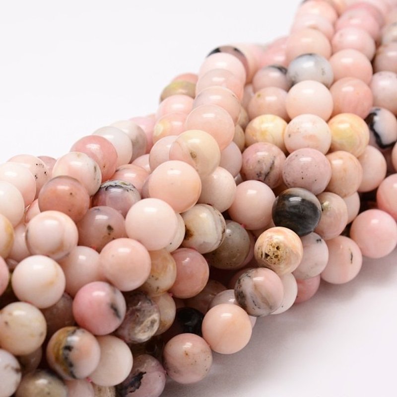 Round Natural Pink Opal Beads Strands, 8mm, 48pcs, 15.75 inch — Jewelry Beads