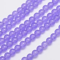 Brins de perles en jade de Malaisie teinté et naturel, violet moyen, 6mm