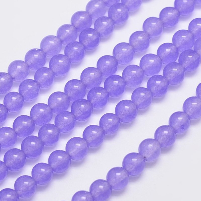Brins de perles en jade de Malaisie teinté et naturel, violet moyen, 6mm — Perles à bijoux