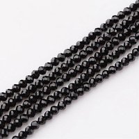 Brins de Perles en Spinelle Noir Naturel, Ronds Facettés, 2mm, 15.75 pouces — Perles à bijoux