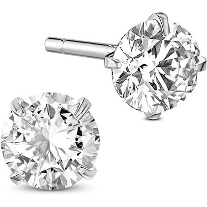 Clous d'oreilles en argent sterling 925 plaqué rhodium avec zirconia — Bijoux fantaisie