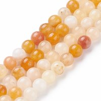 Brins de perles de jade topaze naturel, ronds, 6mm, 15 pouces — Perles à bijoux