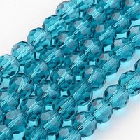 Cyan Transparent Glass Bead Strands, Imitate Austrian Crystal — Jewelry Beads
