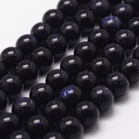 Brins de perles en or bleu synthétique, rondes, 8mm, 49pcs — Perles à bijoux