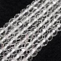 Fils de perles de cristal de quartz naturel, rond facetté 4mm, 96pcs