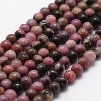 Fils de perles de rhodonite naturelle, rond, 6mm, 61pcs/fils — Perles à bijoux