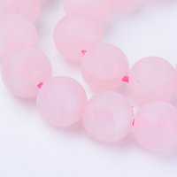 Brins de perles en quartz rose naturel, ronds, givrés, 8-8.5mm — Perles à bijoux