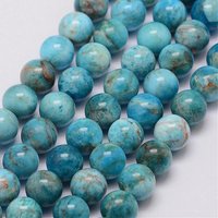 Brins de perles d'apatite naturelle, rondes, 8mm, trou de 1mm, 38cm — Perles à bijoux