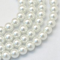 Brins de perles en verre peint, blanc, 3-4mm, 195pcs — Perles à bijoux