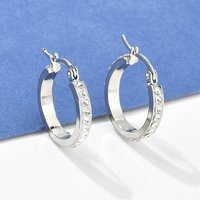 Boucles d'oreilles créoles en acier inoxydable 304 avec argile polymère et strass — Boucles d'oreilles créoles