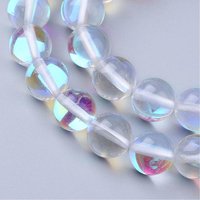 Brins de perles en pierre de lune synthétique, holographiques, rondes, claires, 8mm — Perles à bijoux