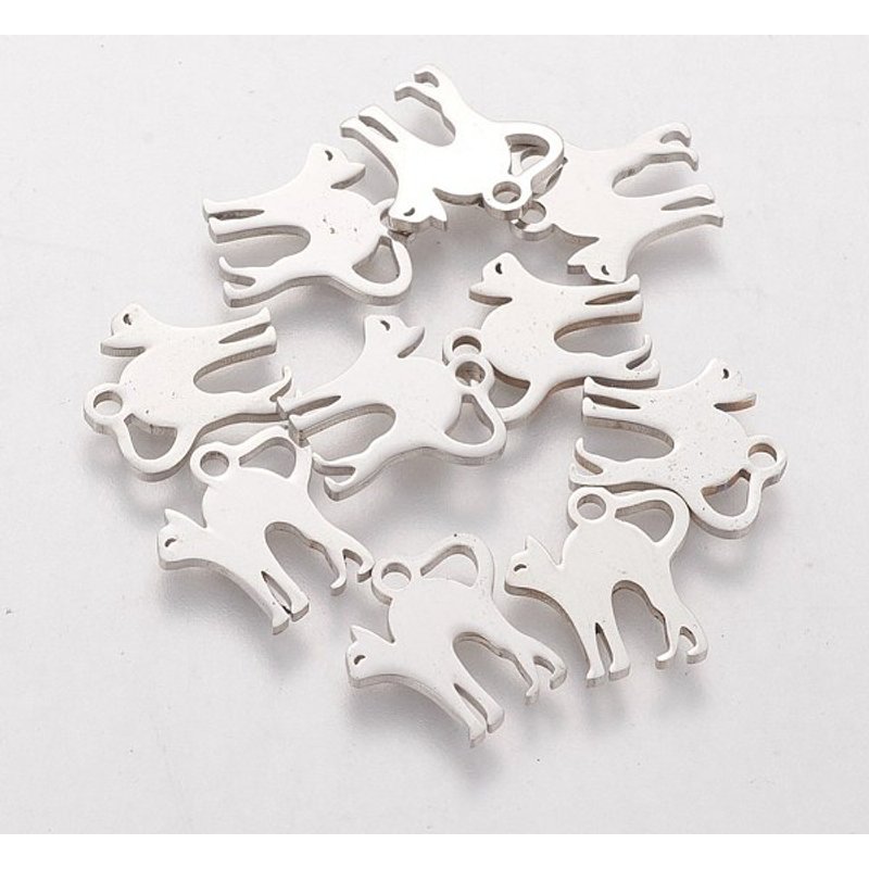 Charms de Chat en Acier Inoxydable 304 - Silhouette de Chat — Breloques et pendentifs