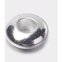 Perles de séparation en laiton, rondelle, plaquées argent, 5x2mm — Perles à bijoux