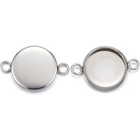 304 Stainless Steel Cabochon Connector Settings, Bezel Cups — Jewelry Findings