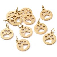 Pendentifs en Acier Inoxydable 304, Empreintes de Pattes de Chien, Doré, 14x12mm — Breloques et pendentifs