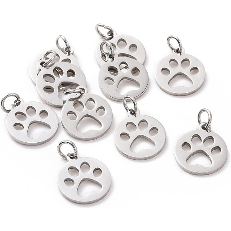 Pendants en Acier Inoxydable 304 avec Empreintes de Pattes de Chien — Breloques et pendentifs