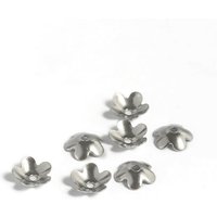 304 Stainless Steel Flower Bead Caps, 5-Petal, 6x2mm