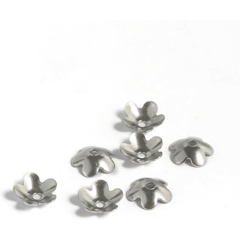 304 Stainless Steel Flower Bead Caps, 5-Petal, 6x2mm — Jewelry Beads