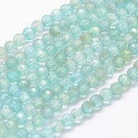 Natural Apatite Beads Strands, Faceted Round, 3mm, 15.3-15.7 inch