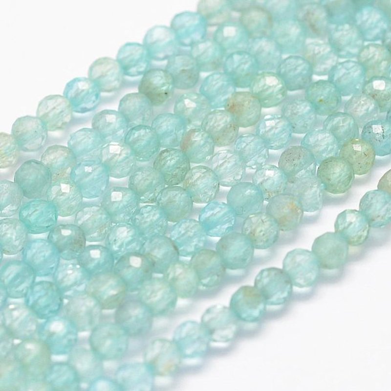 Fils de perles d'apatite naturelle, facettées, rondes, 3mm, 15.3-15.7 pouces — Perles à bijoux