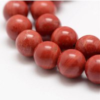 Natural Red Jasper Beads Strands, Grade A-, Round, 4mm