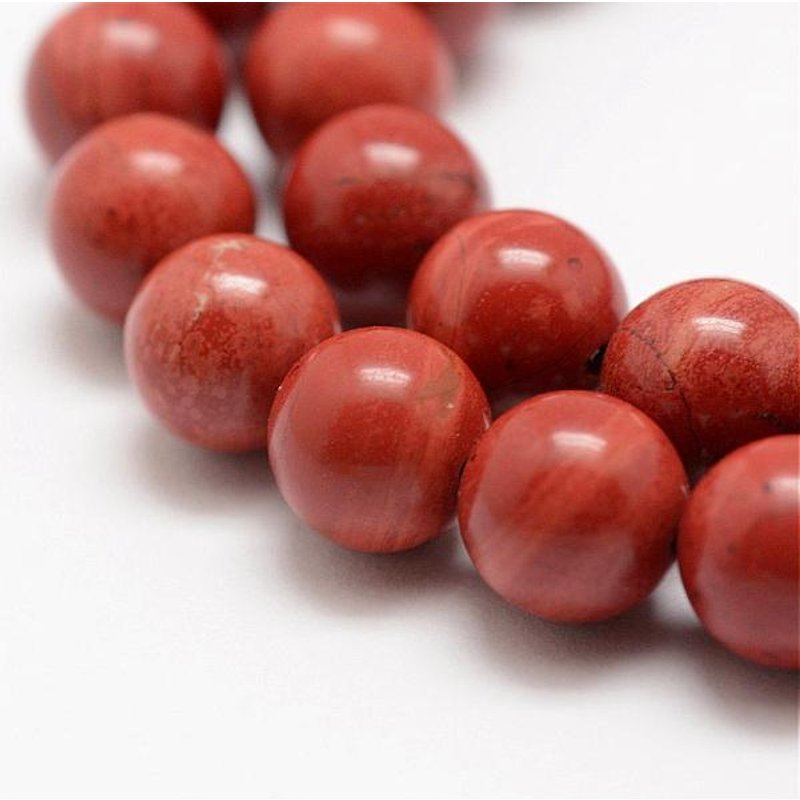 Brins de perles en jaspe rouge naturel, Grade A-, rond, 4mm — Perles à bijoux
