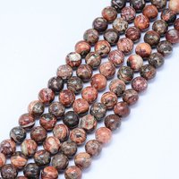 Brins de perles en jaspe léopard naturel, ronds, 8,5 mm — Perles à bijoux
