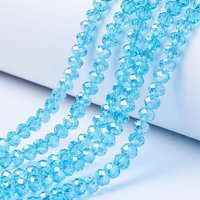 Electroplate Glass Beads Strands, AB Color Plated, Cyan, 8x6mm