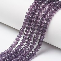Fils de Perles en Verre, Rondelle Facettée, Violet Moyen, 8x6mm — Perles à bijoux